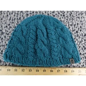 The North Face Teal Cable Knit Beanie One Size Wool Blend Unisex